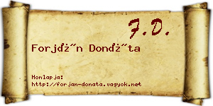 Forján Donáta névjegykártya